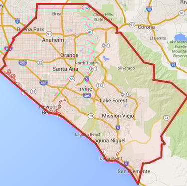 map of Orange County California