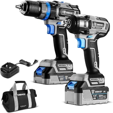 DEKOPRO Cordless Drill Combo Kit - 20V Max Brushless Impact Drill and Impact Wrench Cordless Power T