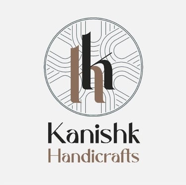 a logo for a company Kanishk Handicrafts that sells handmade furniture products in domestic market