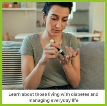 Person checking their blood sugar levels - learn about those living with diabetes and managing life