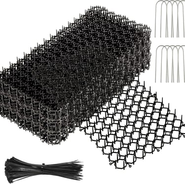16PCS Cat Scat Spike Mat 16x8 Inch Anti Cat Deterrent Mat, Plastic Spike Mat Keep Cats Out of Yard