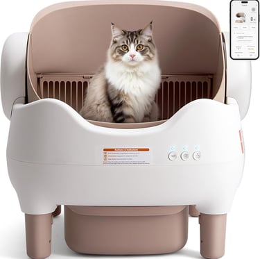 KITPLUS Automatic Cat Litter Box: Self Cleaning Litter Box Open Top for Large Cats - Self-Cleaning C