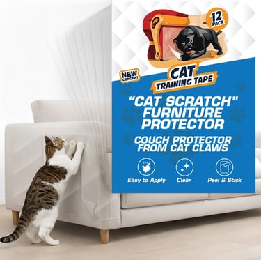 12 Pack Cat Scratch Furniture Protector Tape Sheets – Double-Sided Sticky Training