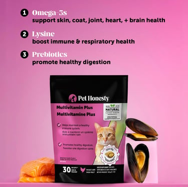 Cat Multivitamin Crunchy & Creamy Chews - Cat Treats for Health + Immune, Joints, Skin & Coat