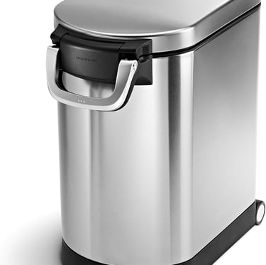 simplehuman 25 Liter, 27lb / 12.2 kg Medium Pet Food Storage Can, Brushed Stainless Steel