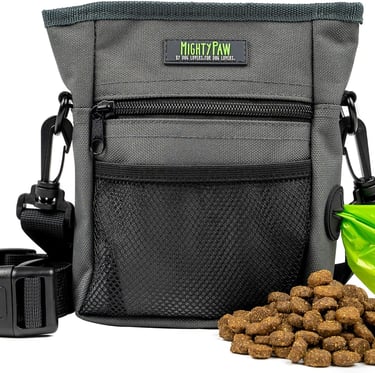 Mighty Paw Dog Treat Pouch 2.0 | Pet Training Hands-Free Snack Bag w/Strap. Holds 2 Cups Kibble