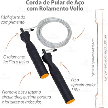 Corda de aço Vollo 2026: cabo revestido e rolamento para alta velocidade e saltos duplos