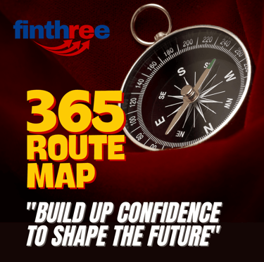 una bussola e scritte 365 route map e build up confidence to shape the future