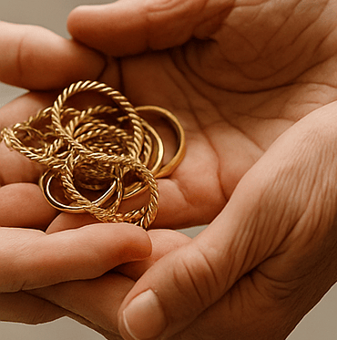 oro en las manos