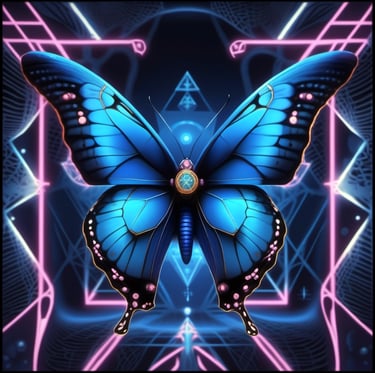 a blue butterfly on a blue background