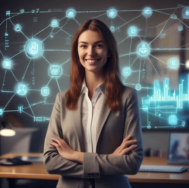 A futuristic control center view showcasing advanced retail management technology.