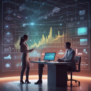 A futuristic control center view showcasing advanced retail management technology.