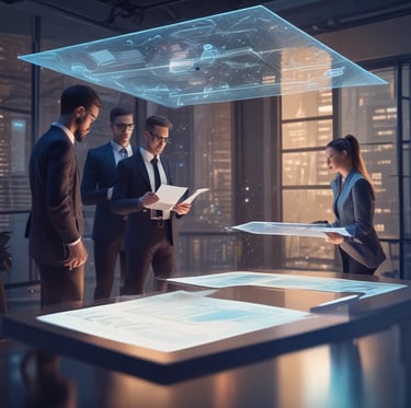 A futuristic control center view showcasing advanced retail management technology.