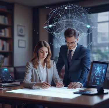 A futuristic control center view showcasing advanced retail management technology.