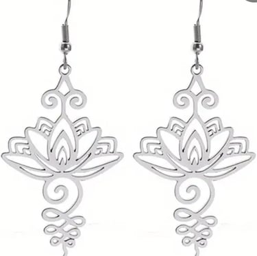 Boucles d'oreilles fleurs de lotus en acier inoxydable