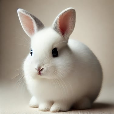 a white polish rabbit sitting