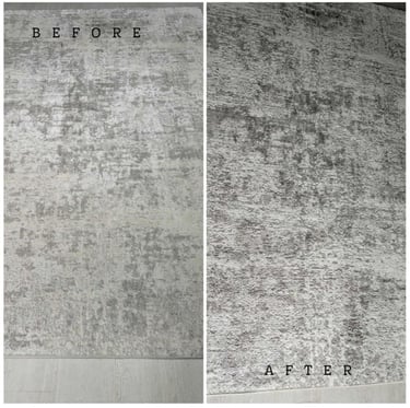 Grey carpet, before and after cleaning
