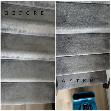 Stair carpet, before and after cleaning