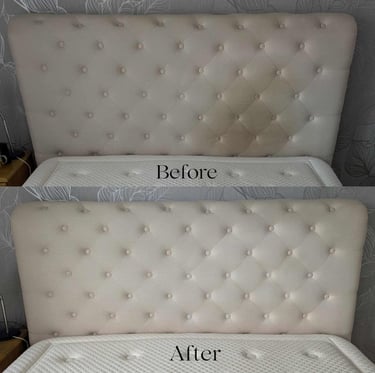White bed, before and after cleaning