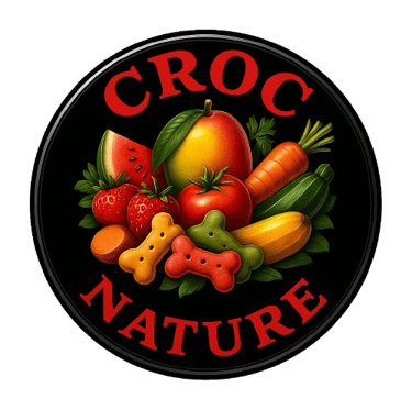 a croc nature logo with fruits and vegetables