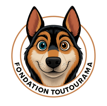 a dog with a dog in a circle with the words foundation for the foundation of