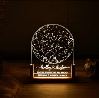 MINIBON Custom Star Map for Anniversary for Couples | Personalized Night Light Star Map Plaque 