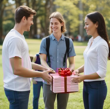 a man riding a skateboard down a street next to tall buildings