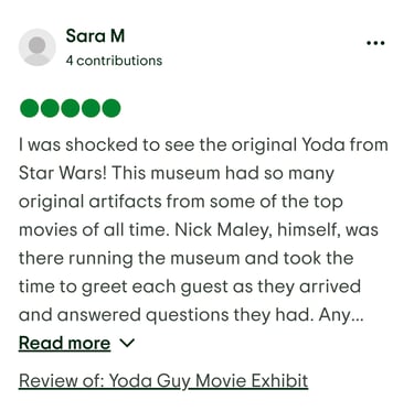 Trip Advisor Review - Yoda Guy Movie Experience 2