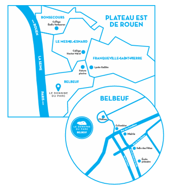 localisation du lotissement Domaine du Parc à Belbeuf proche de Rouen