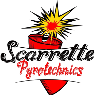 scarrette pyrotechnics logo black letters letters