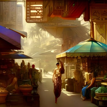 a woman walking down a street in a city