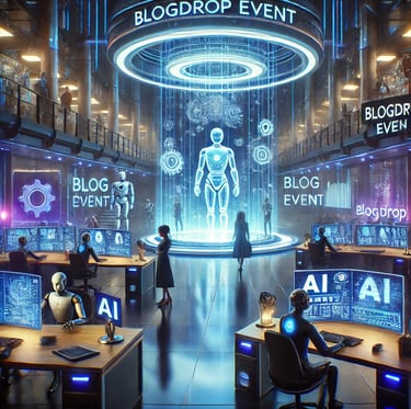 a group of people sitting at desks in a room