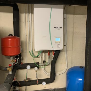 Cuadro de aerotermia en un hogar