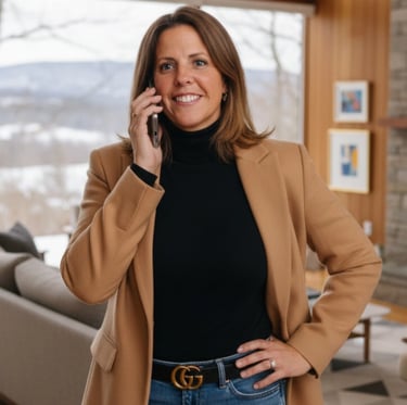 Amy McArdle, PhD, Hudson Valley luxury real estate advisor inside a high-end home, supporting client