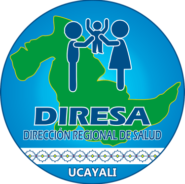 Official logo of DIRESA Ucayali featuring a family icon over a green map of the region.