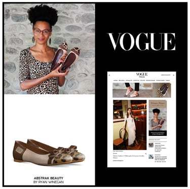 Picture of Ryan Winegan's Abstrak Beauty ballerina flat shoes and Vogue feature.