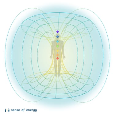 Human standing in an energy field -  Life Force Energy