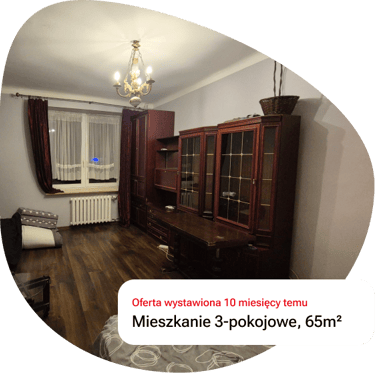 Widok przed: Słabej jakości zdjęcie oferty z zagraconym mieszkaniem