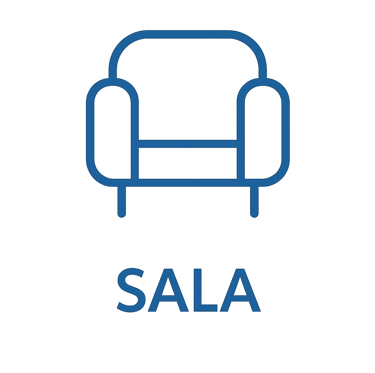 Ícono azul que representa un sillon, imagen ilustrativa