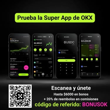 Prueba la Super App de OKX en tu móvil y obtén hasta $6000 en bonos y 20% de reembolso en comisiones con el código BONUSOK