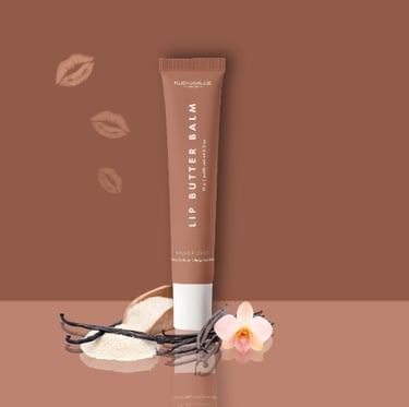 Ruby & Millie Vanilla Beige Lip Butter in an aesthetic background by lushoasie