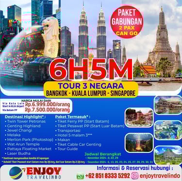 tour 3 negara, tour malaysia, singapore, thailand, tour bangkok kuala lumpur singapore, tur hemat 