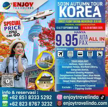 tour korea, paket tour korea, paket tur hemat korea, tour batam korea, 5H4M tour korea, tour  murah