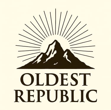 Logo of the online publication “Oldest Republic”, featuring a mountain illustration
