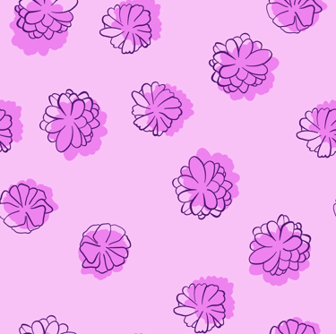 A seamless pattern featuring small purple flowers on a light purple background.