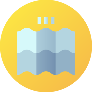 logo de toiture avec un rond jaune autour 