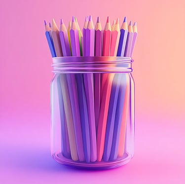 Kleurpotloden in een glas, om kleurplaten mee in te kleuren