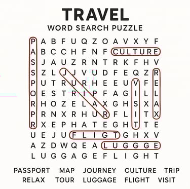 Travel Word Search Puzzle 