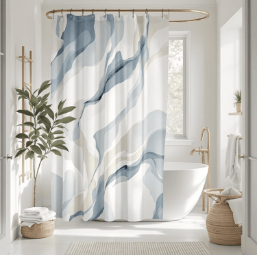 Artistic shower curtain with a unique design — turns your bathroom into a stylish, spa sanctuary