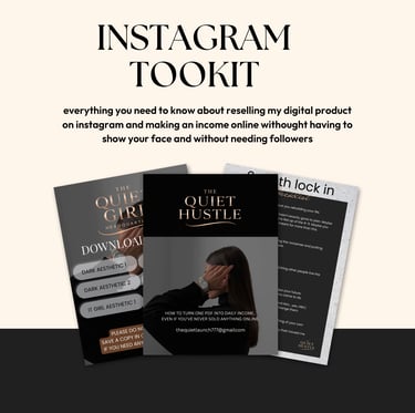 The Quiet Hustle Instagram Toolkit digital product guides for making money online through faceless marketing.